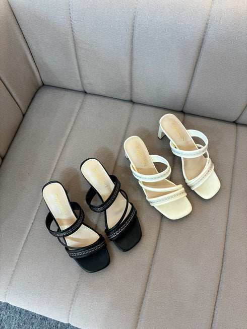 Vintage Double Strap Slid on Heels
